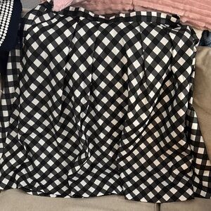 Talbots Black and White Plaid A-Line Skirt